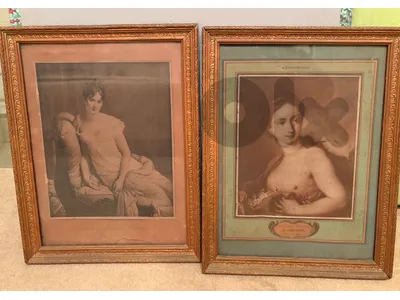 Lot de 2 anciennes reproductions « Mme de Récamier & Le Printemps »