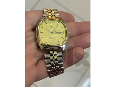 omega seamaster qaurtz steel gold plated  bezel 14k gold