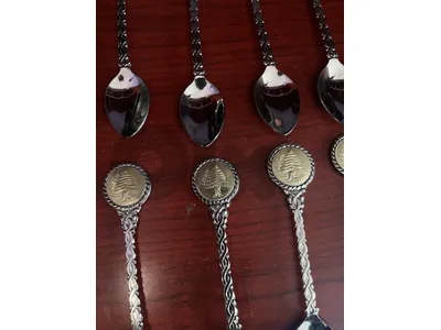 Set of 12 vintage Lebanese souvenir spoons featuring the cedar tree emblem 🥄🇱🇧