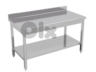 Stainless Steel Table – 2 Shelves طاولة ستانلس ستيل – رفّان