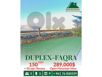 150 sqm Duplex in New Building For Sale in Faqra فقرة with 50 sqm Terrace & Open Mountain View