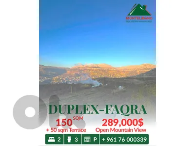 150 sqm Duplex in New Building For Sale in Faqra فقرة with 50 sqm Terrace & Open Mountain View