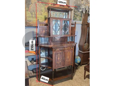 Edwardian rosewood marquetry display cabinet buffet
