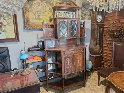 Edwardian rosewood marquetry display cabinet buffet