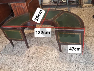 antique leather insert english drop leaf horseshoe english table