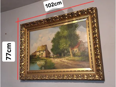 antique european signed oil painting