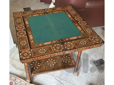 طاولة لعب ورق وشطرنج وزهر انتيك ارابيسك اصلي قديم