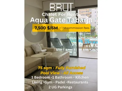 Amazing High end 75 sqm Chalet for Rent IN Aqua Gate Tabarja - 6 Months