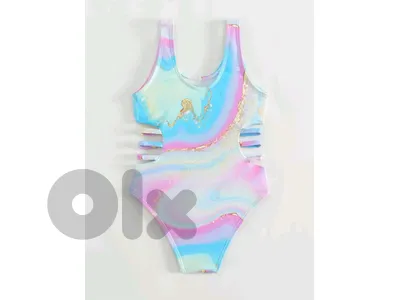 New Fashionable Girl Marble Print One Piece Swimsui (From 4Y-7Y)