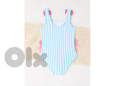 New Fashionable Girl Flamingo With Cute Bow Strip Design One Piece Swimsuit