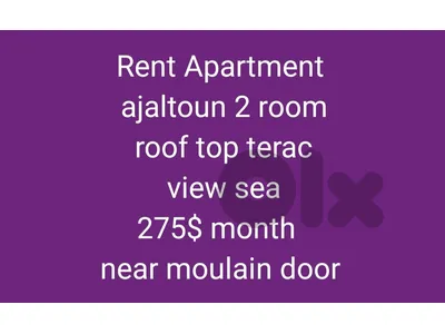 rent apartment roof top ajaltoun 2 room toilet salon kitchen + terac 275$ month