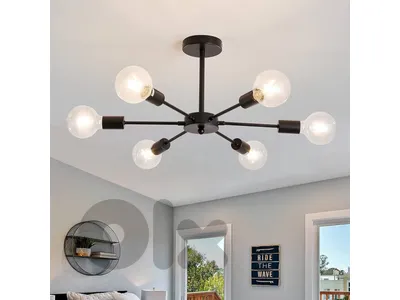 Livarno 6-arm black LED ceiling light fixture.