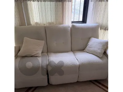 full set white recliner sofas
