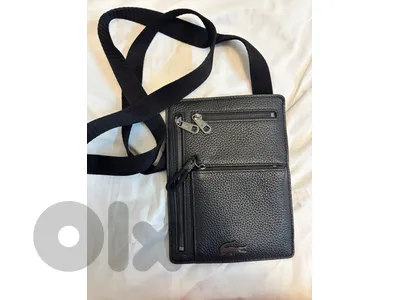 Lacoste Genuine Leather Crossbody / Messenger Bag – Black