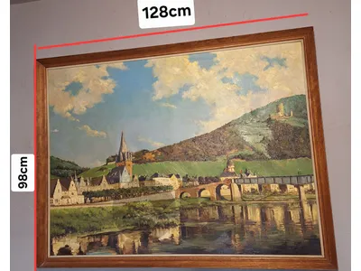 large signed european oil painting on canvas