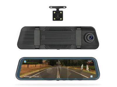 Mirror Touch Screen Dual Camera 1080P Wide Angle Dash Camera with motion detection. clear HD recording