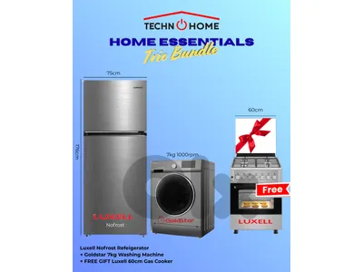 Home trio bundle fridge, washing machine, + free gas stove 60cm