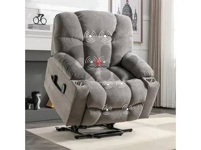 Power Lift Recliner Chair With Electric Massage And Heat With 2 Cup Holders