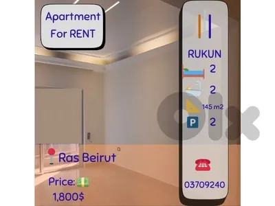Fully Renovated 2 bedrooms Apartment for Sale Rawche, Beirut $1,800