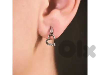 Sweetheart Drops Earrings-Sterling Silver 925.