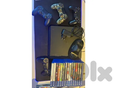 PS4 Slim 500GB Complete Bundle | 4 Controllers Original + 14 Games