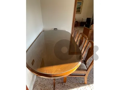Luxury Wooden Dining Table with 8 Chairs – Glass Top – Very Good Condition