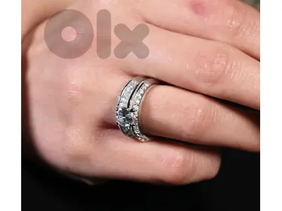 Double-Row Baguette & Solitaire - Sterling Silver 925.