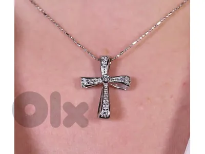 Ribbon Cross Pendant - Sterling Silver 925.