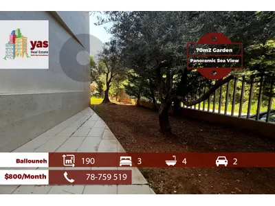 Ballouneh 190m2 | 70m2 Garden | Panoramic Sea View | High End | KS