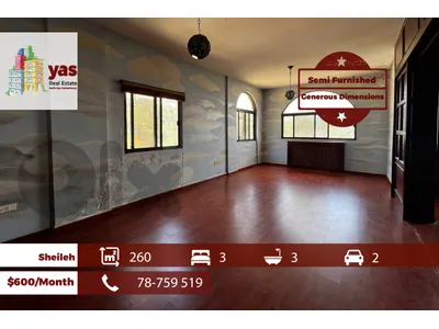 Sheileh 260m2  |Semi Furnished | Rent | Quiet Street | View | KS