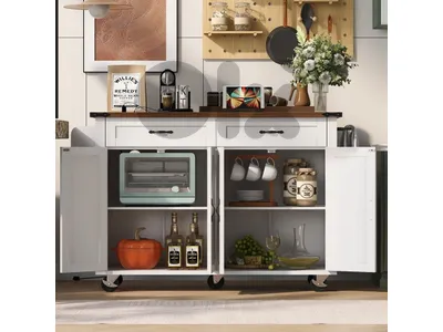 Merax Rolling Kitchen Island, Storage Trolley