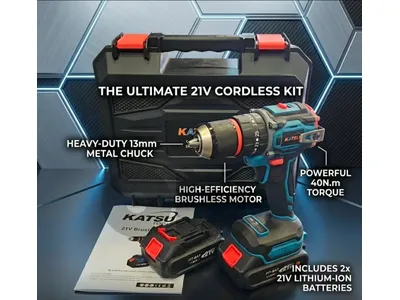 cordless drill with 2 batteries KATSU مقدح بطرية