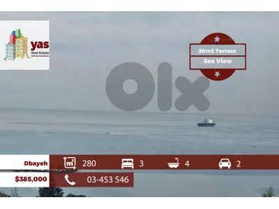 Dbayeh 280m2 | 20m2 Terrace | Brand New | Full Sea View | OH