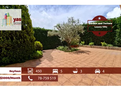 Reyfoun 450m2 | Garden & Terrace | Rent | Villa | Private Street | KH