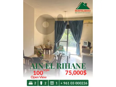 100 sqm Apartment For Sale in Ain El Rihane عين الريحانةwith Open View