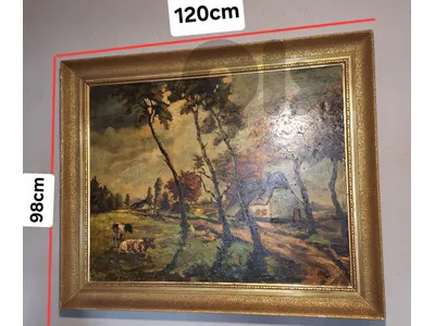 antique european oil painting on canvas