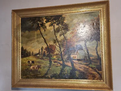 antique european oil painting on canvas
