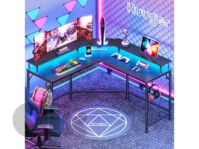 Lshape desk with led light
