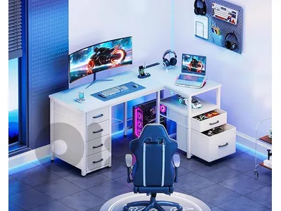 white desk l shape