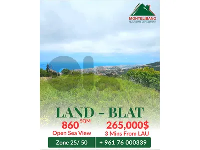 860 sqm Land For Sale in Blat بلاط with Open Sea View