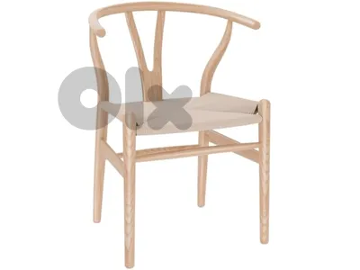 Wishbone Chair Natural Solid Wood Dining Chair/Hans Vegner Y Chair Rattan And Wood Accent Armrest Chair Ash Wood + Natural Wood Color
