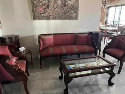 Salon Complet: Sofa 3 Seats + 2 Fauteuils + Table-Vitrine.