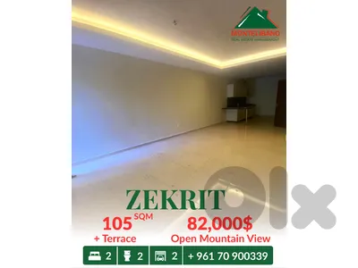 105 sqm Apartment For Sale in Zekrit زكريت with Terrace & Open View