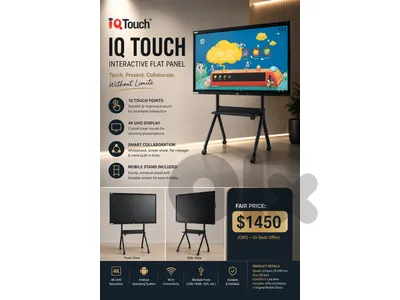 IQTouch 65” Interactive Smart Board TE1100 Pro + Original Stand – Like New