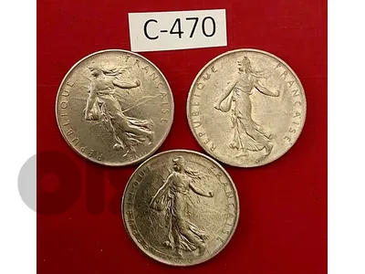 France 1960 Semeuse franc x 3 coins Lot # C-470