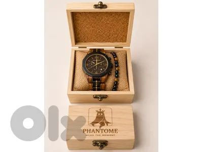 Phantome Wooden Watch Set |Brown Dial Luxury Men’s Watch with Bracelet