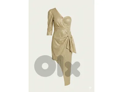 Chic Gold Cocktail Dress / فستان سهرة قصير ذهبي لقطة
