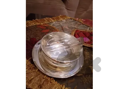 Patchi bowls and plates set silver plated