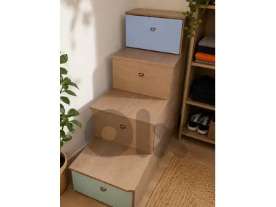 Wooden stair storage organizer