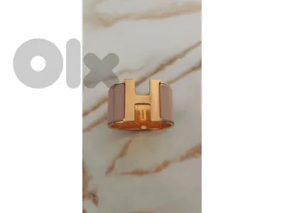 hermes wide cuff H braclet blush pink